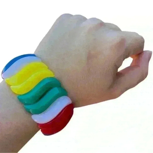 Vintage 80s multicolored stretchy bracelet - Picture 3 of 3